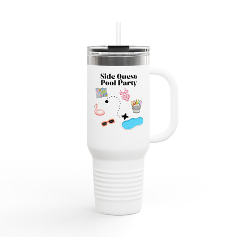 'Side Quest: Pool Party' Insulated Travel Mug, 40oz