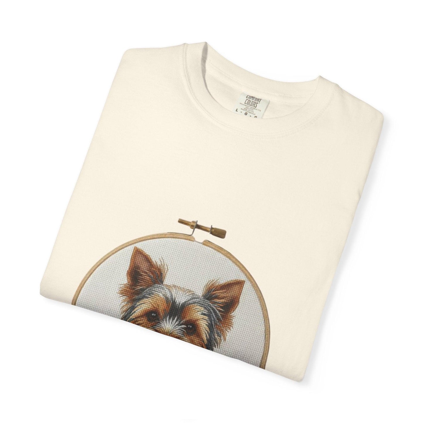 Yorkshire Terrier Portrait T-Shirt | Embroidery Hoop Dog Illustration