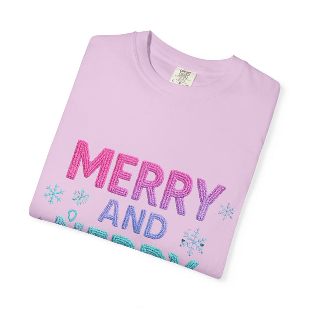 Merry and Nerdy T-Shirt, Unisex Gamer Tee, Holiday Gaming Shirt, Fun Christmas Apparel, Gift for Nerds, Cozy Casual Style