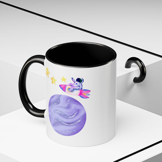 Astronaut Taking Off In Space Accent Coffee Mug