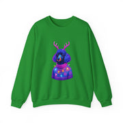 Neon Poodle with Antlers Sweatshirt | Colorful Holiday Sweater Illustration