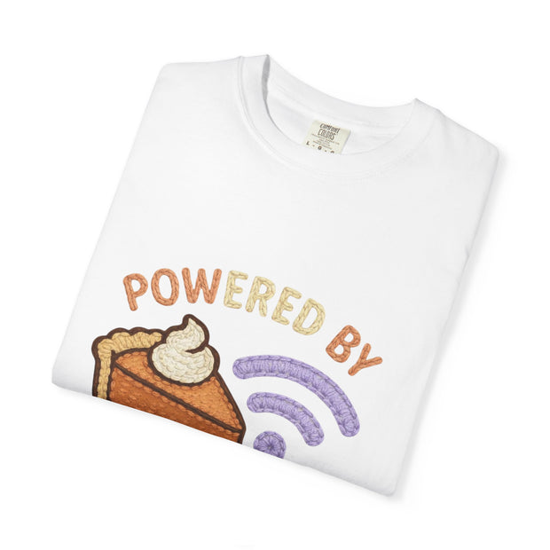 Powered by Pie and Wi-Fi T-Shirt, Funny Unisex Tee, Gift for Pie Lovers, Tech Enthusiasts, Perfect for Holidays and Parties