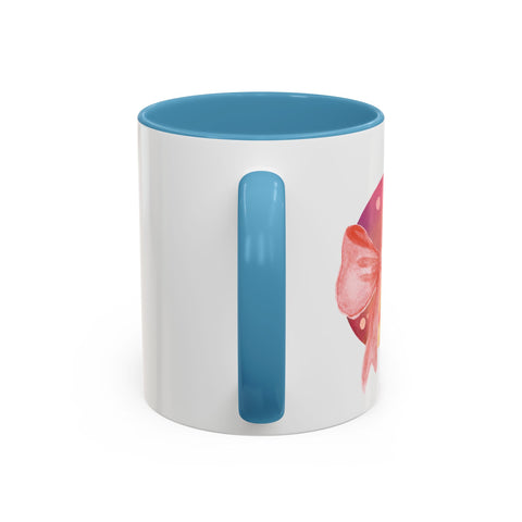 Pink/Yellow Planet Wrapped In A Bow Accent Coffee Mug