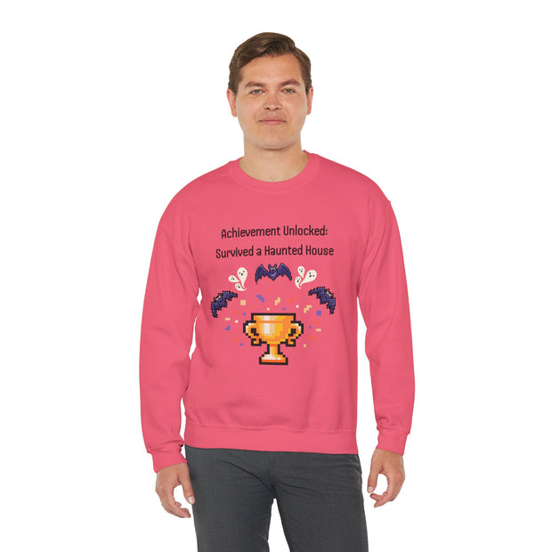 'Achievement Unlocked: Survived A Haunted House' Unisex Crewneck Sweatshirt