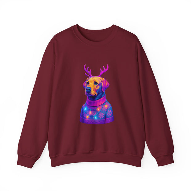 Neon Labrador Reindeer Sweater Sweatshirt | Colorful Dog Christmas Crewneck