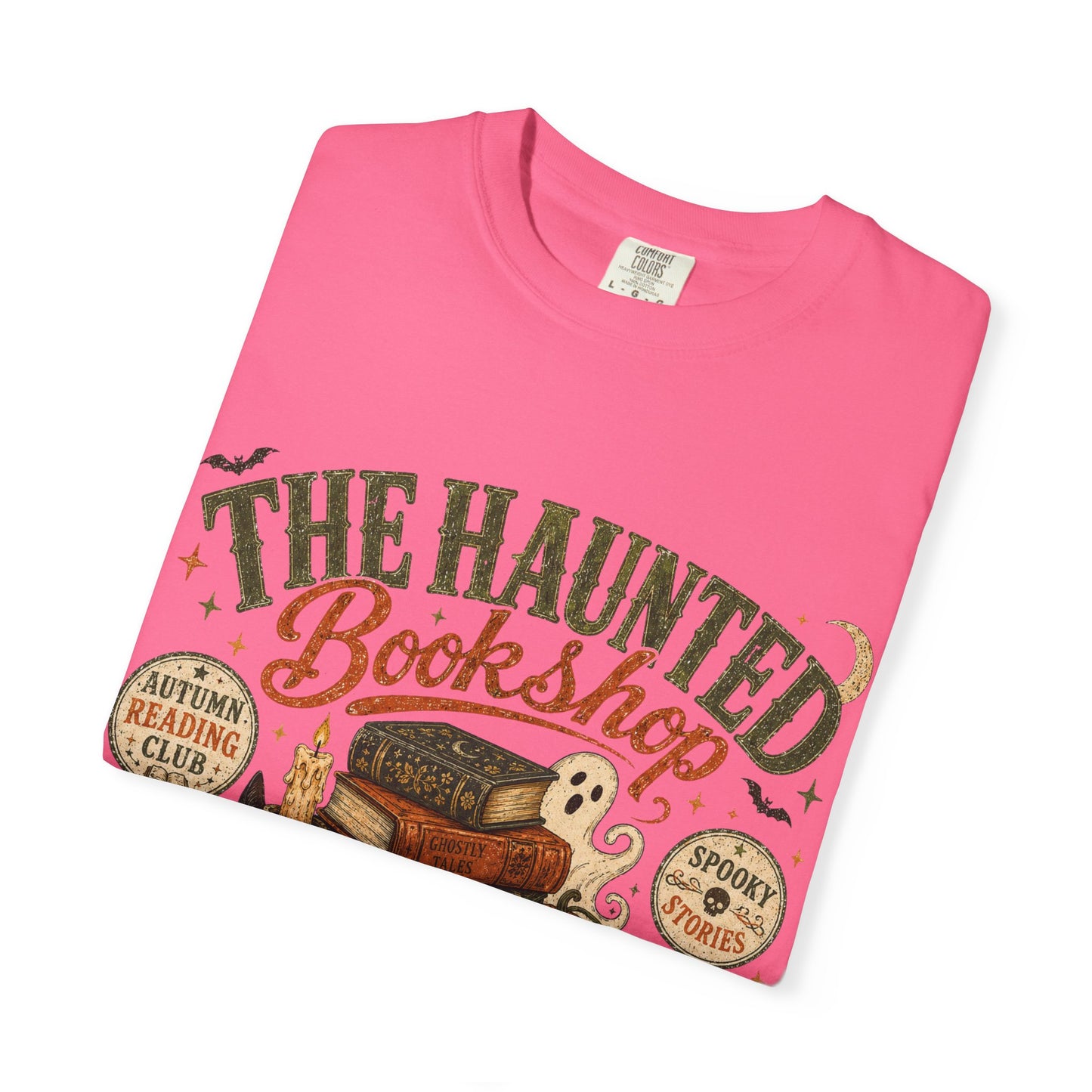 The Haunted Bookshop T-Shirt, Spooky Book Lover Shirt, Cozy Autumn Reading Tee, Halloween Bookstore Graphic, BookTok Reader Gift