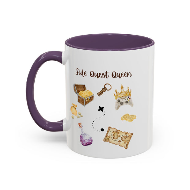 'Side Quest Queen' Accent Coffee Mug