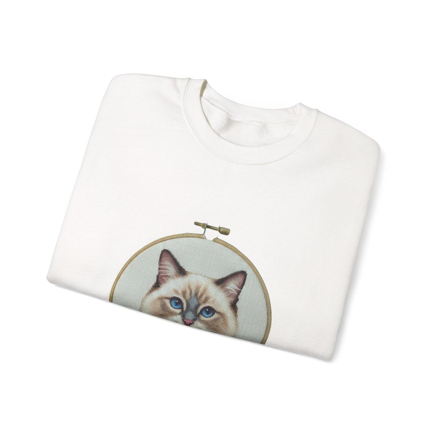 Ragdoll Cat Portrait Sweatshirt | Embroidery Hoop Floral Frame
