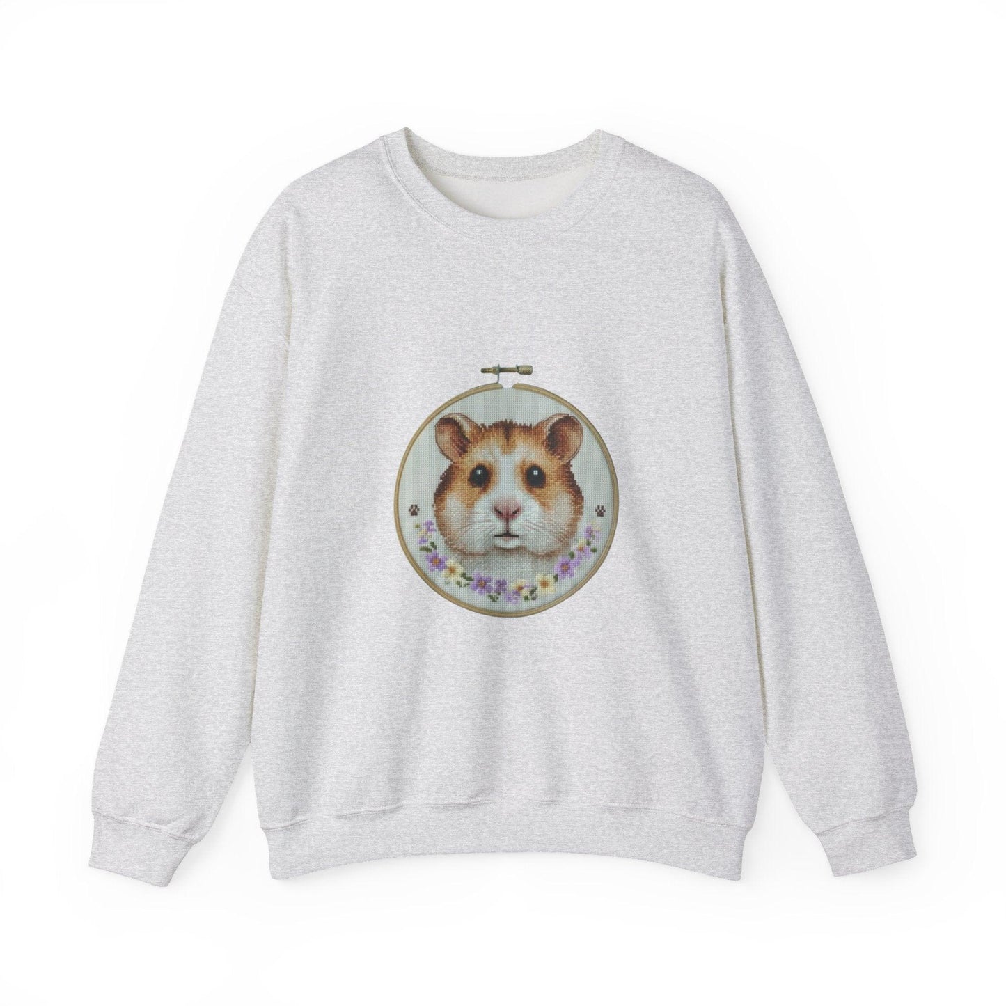 Hamster Portrait Sweatshirt | Embroidery Hoop Floral Frame
