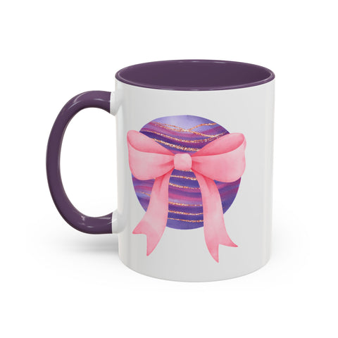 Pink/Purple Planet Wrapped In A Bow Accent Coffee Mug
