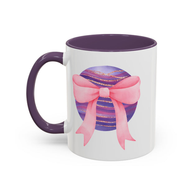 Pink/Purple Planet Wrapped In A Bow Accent Coffee Mug