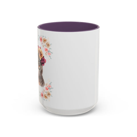 Geeky Goddess Dark Gray Cat Accent Coffee Mug