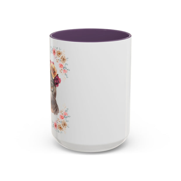 Geeky Goddess Dark Gray Cat Accent Coffee Mug