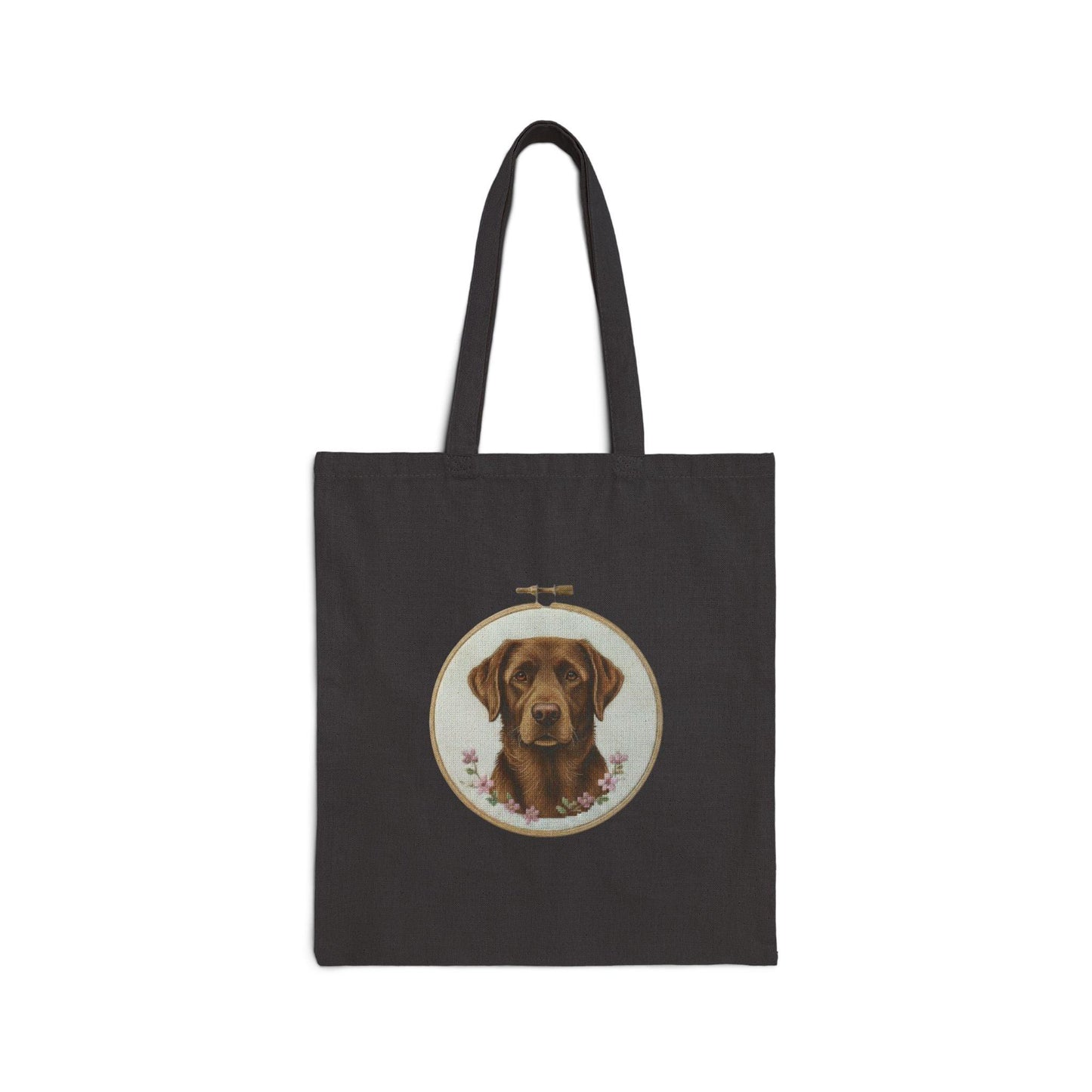 Chocolate Labrador Portrait Tote Bag | Dog Face Canvas Tote