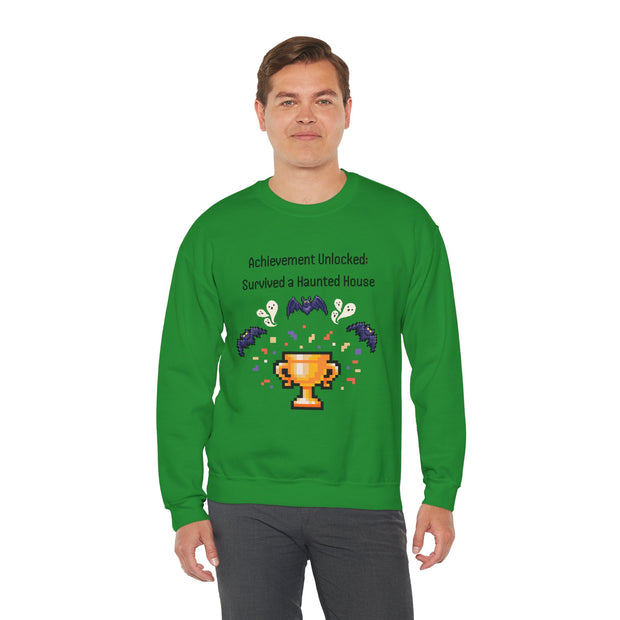 'Achievement Unlocked: Survived A Haunted House' Unisex Crewneck Sweatshirt
