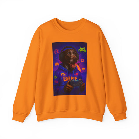 Gaming Dog Crewneck Sweatshirt, Unisex Pullover, Funny Pet Lover Gift, Retro Gaming Apparel, Cozy Gamer Sweatshirt