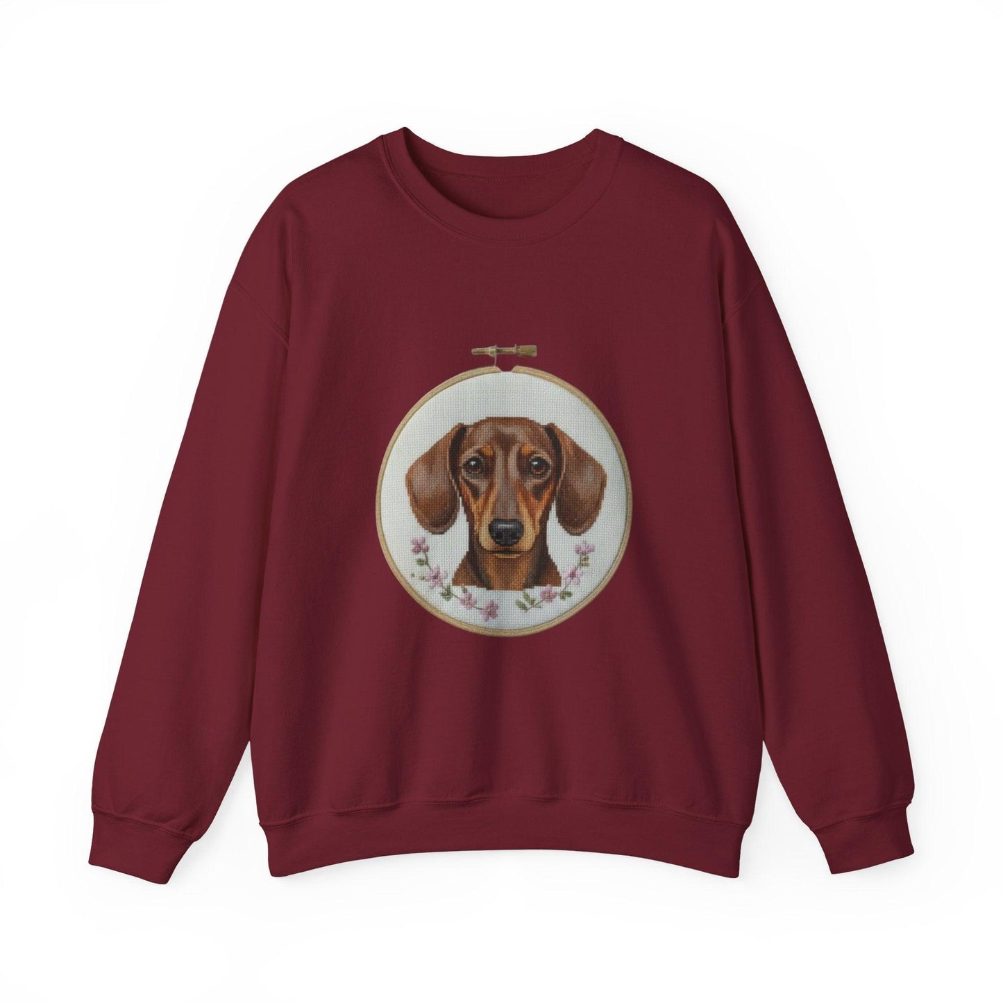 Dachshund Portrait Sweatshirt | Embroidery Hoop Dog Art, Cute Wiener Dog