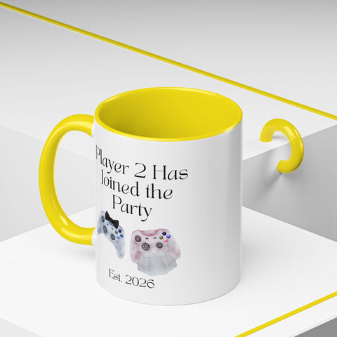 'Player 2 Has Joined The Party' 'Est. 2026' Accent Coffee Mug