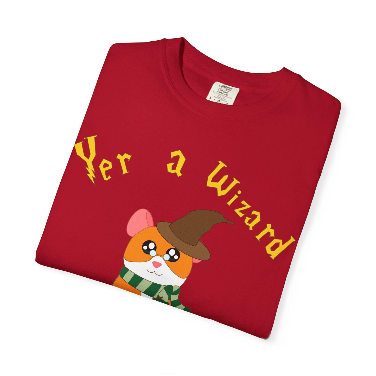 Hammy Wizard Hamster T-Shirt | Cute Wizard Hat Scarf Illustration