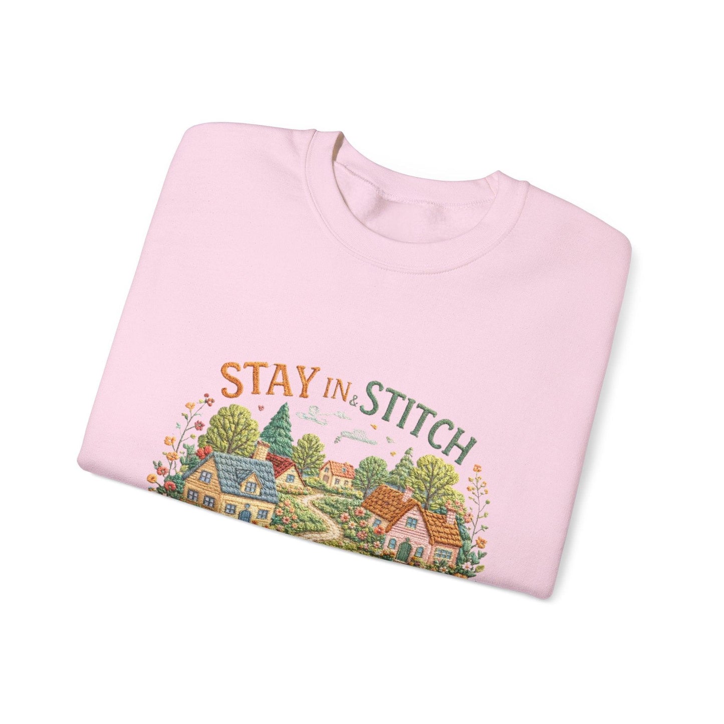 Stay in Stitch cottage garden Sweatshirt | cozy village embroidery design