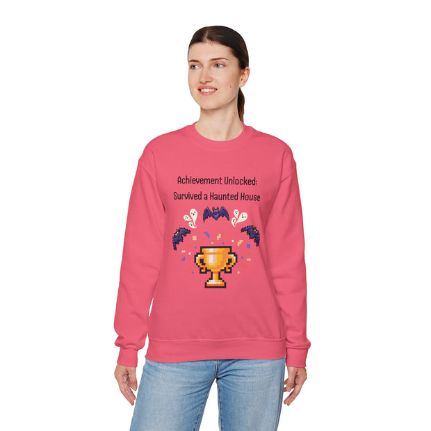 'Achievement Unlocked: Survived A Haunted House' Unisex Crewneck Sweatshirt