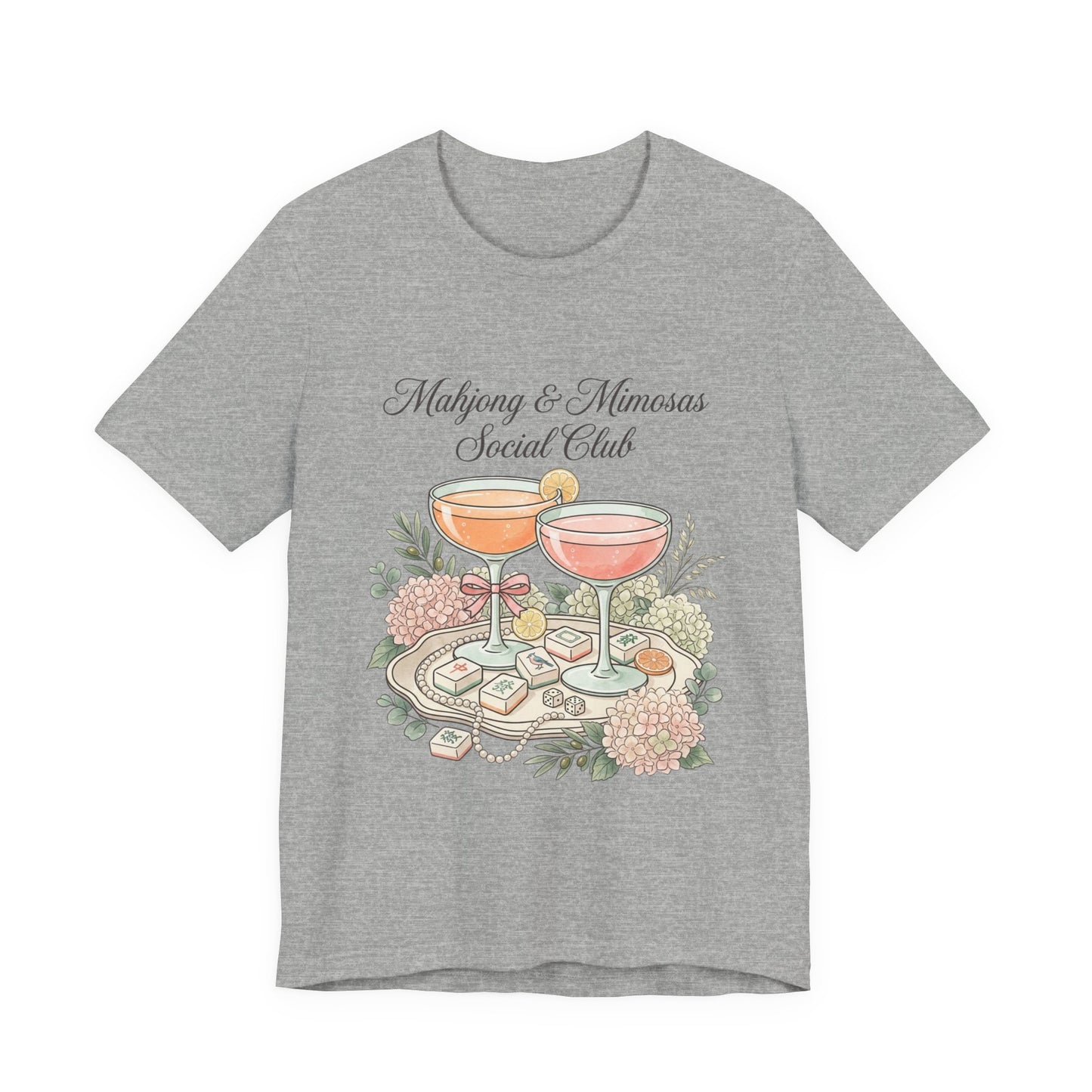 Mahjong & Mimosas Shirt, Mahjong Social Club Tee, Pastel Mahjong Graphic T-Shirt, Brunch Club Gift for Her