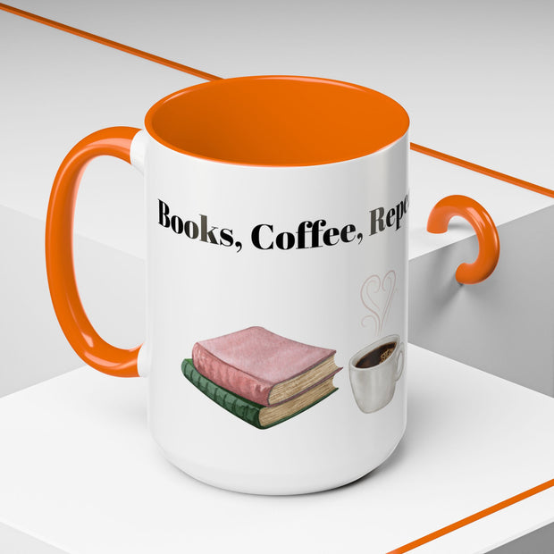 'Books, Coffee, Repeat' Accent Coffee Mug