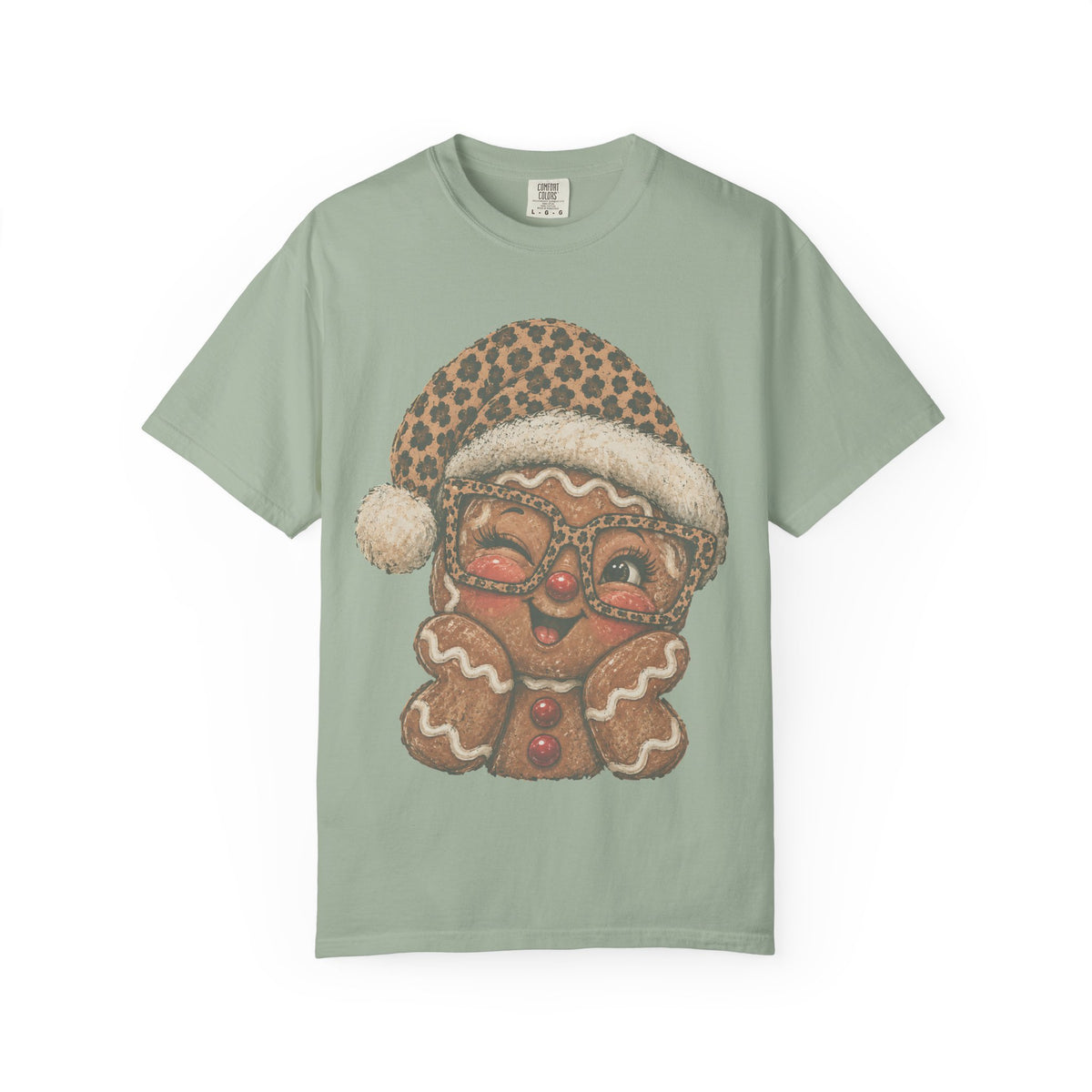 Gingerbread Christmas Shirt, Leopard Gingerbread Tee, Cute Christmas T-Shirt, Retro Holiday Shirt, Gingerbread Lover Gift for Her