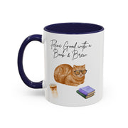 'Feline Good With A Book & Brew' Accent Coffee Mug