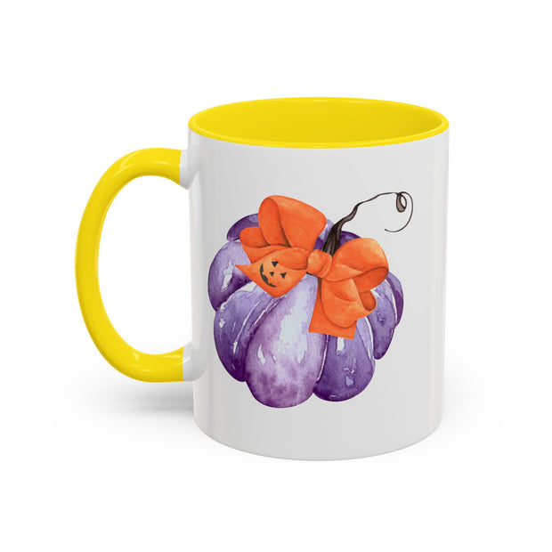 Purple Pumpkin Wrapped In A Bow Accent Coffee Mug