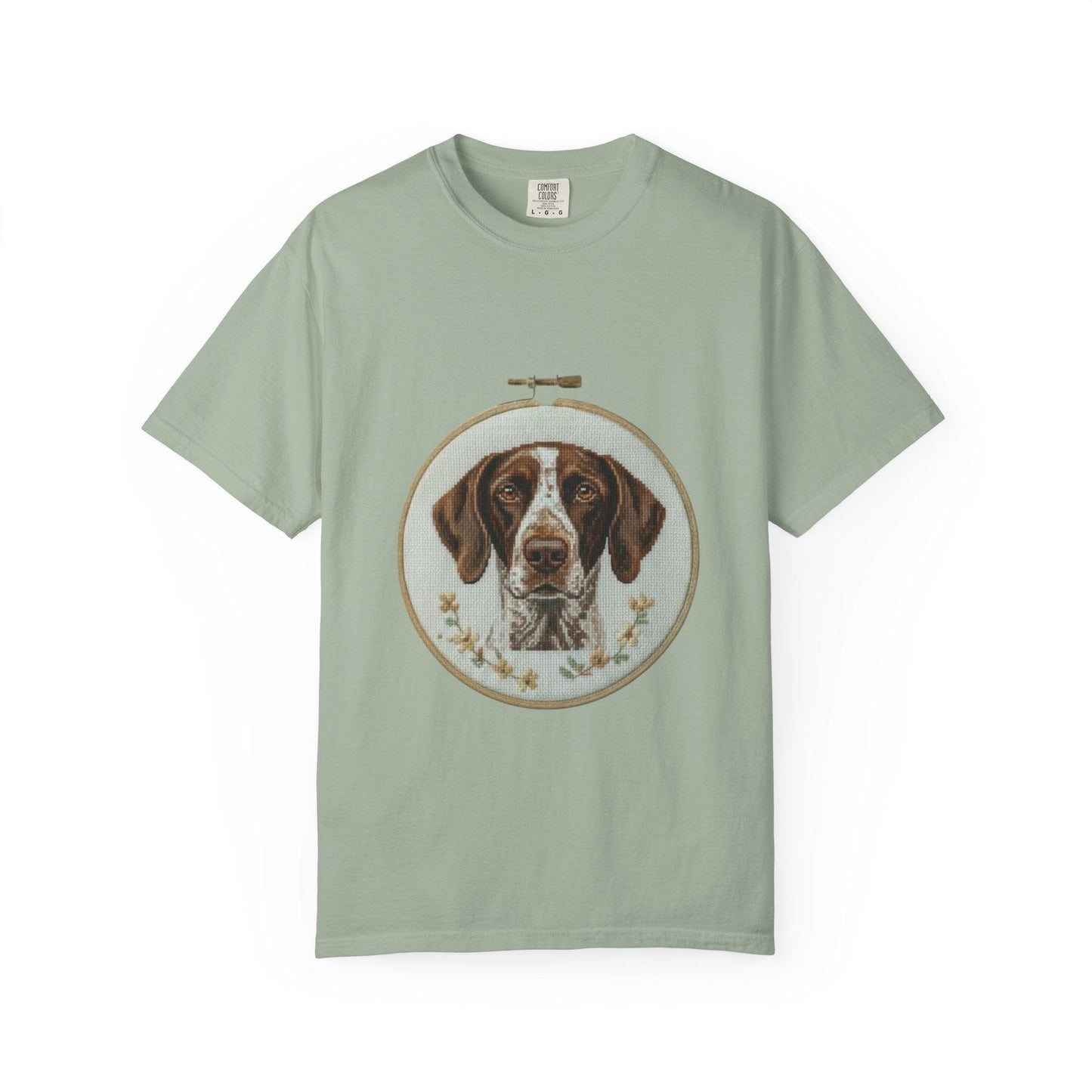 German Shorthaired Pointer Portrait T-Shirt | Embroidery Hoop Dog Art