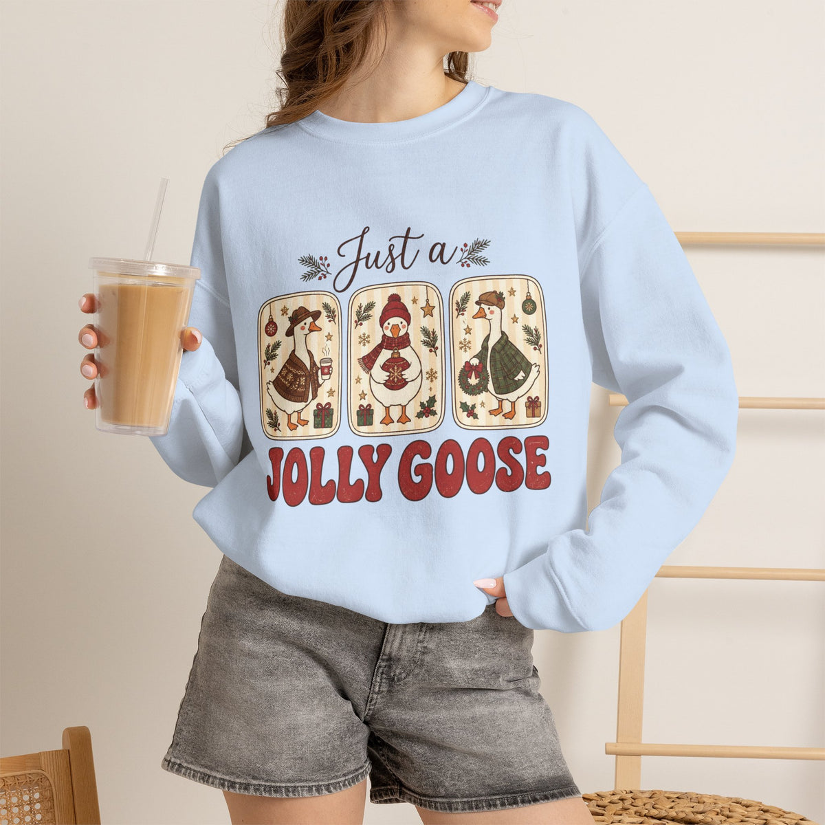 Just a Jolly Goose sweatshirt | Retro folk art goose design
