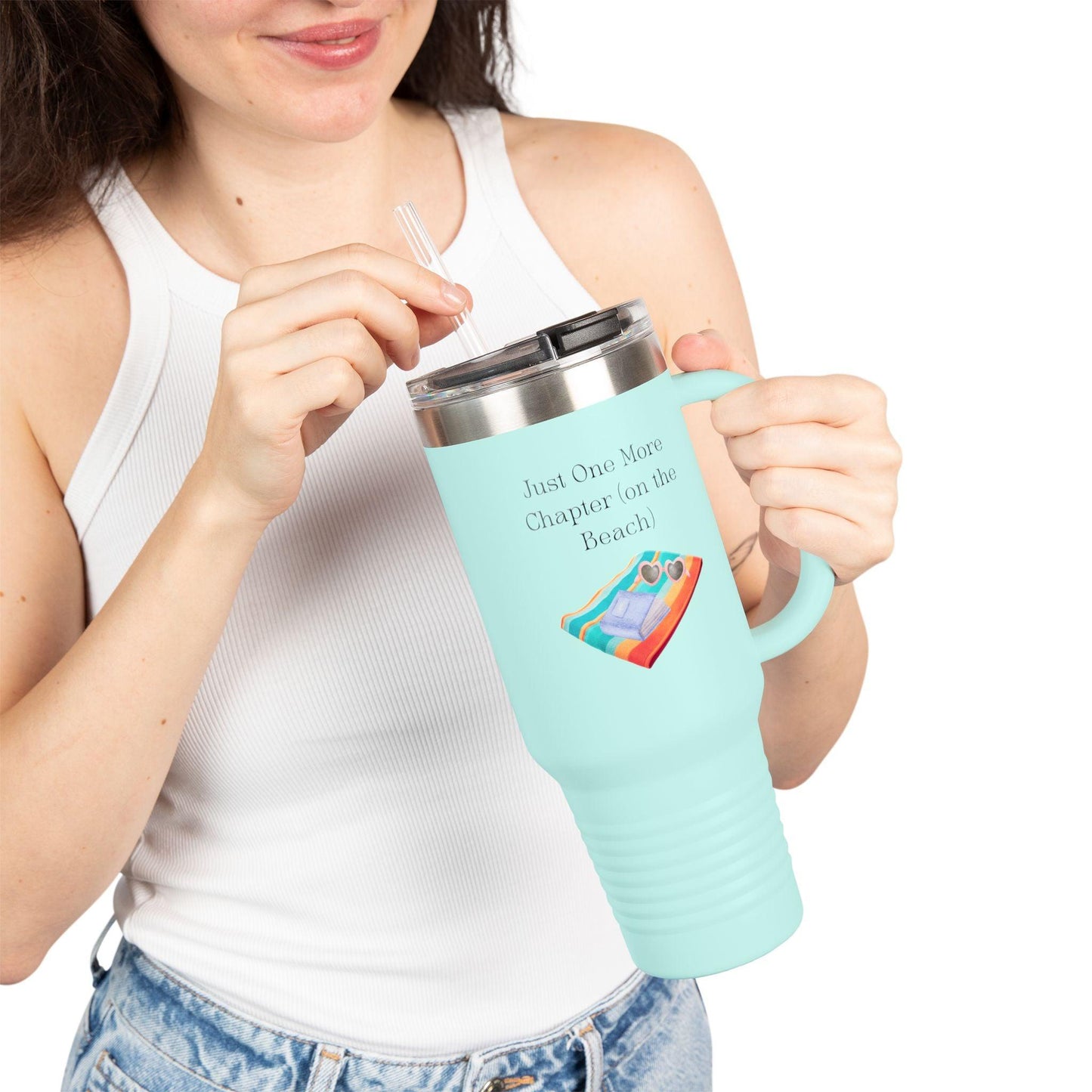 'Just One More Chapter (On The Beach)' Insulated Travel Mug, 40oz