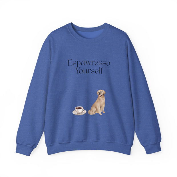 'Espawresso Yourself' Golden Retriever Unisex Crewneck Sweatshirt