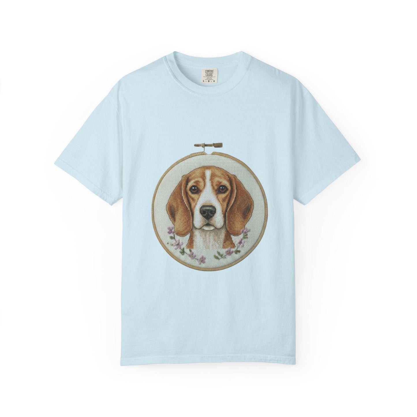 Beagle Portrait Embroidery Hoop T-shirt | Dog Art Tee
