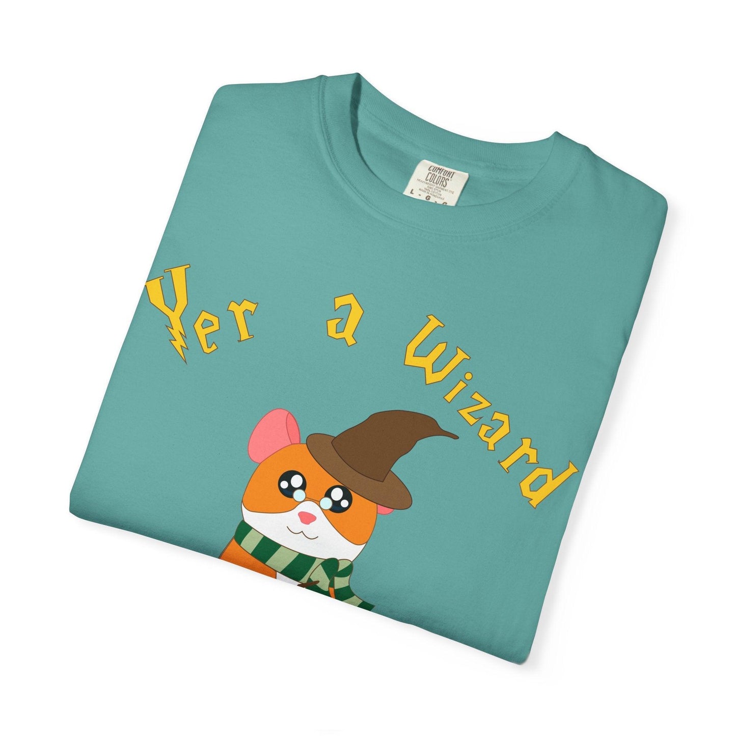 Hammy Wizard Hamster T-Shirt | Cute Wizard Hat Scarf Illustration
