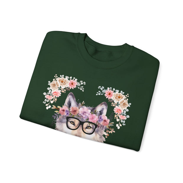 Geeky Goddess Wolf Unisex Crewneck Sweatshirt