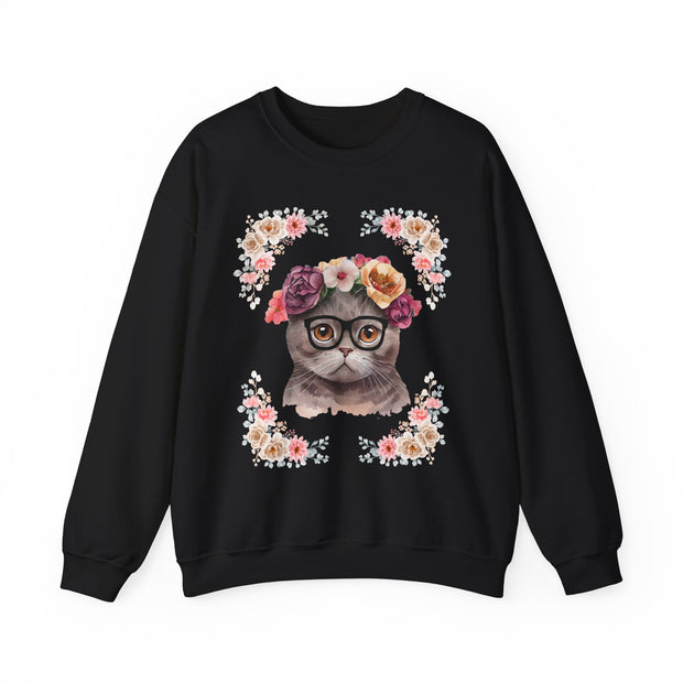 Geeky Goddess Dark Gray Cat Unisex Crewneck Sweatshirt
