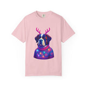 Saint Bernard in Reindeer Antlers T-Shirt | Holiday Dog Sweater Design
