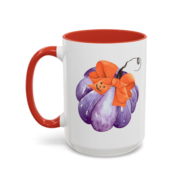 Purple Pumpkin Wrapped In A Bow Accent Coffee Mug