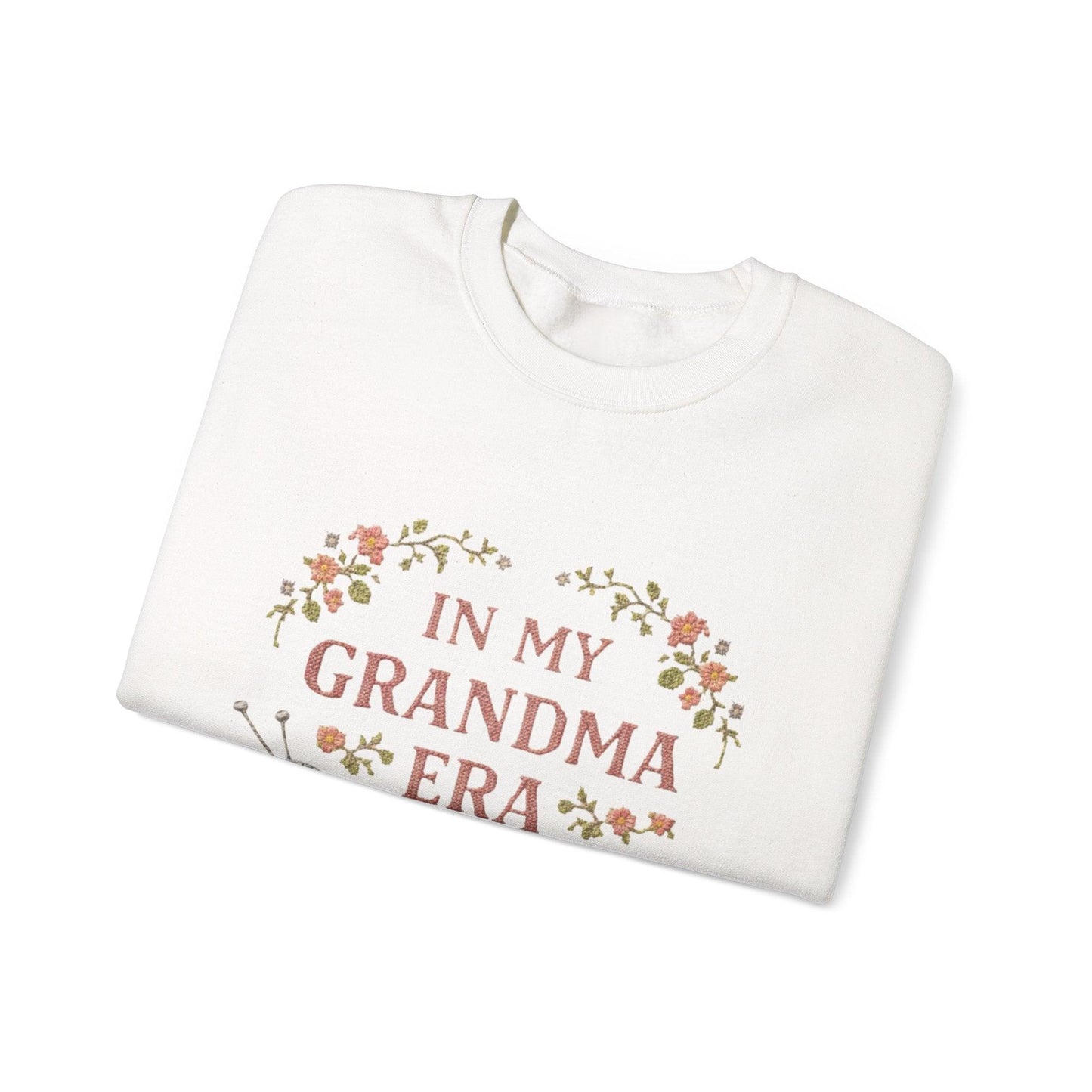In My Grandma Era knitting balls and glasses Sweatshirt | Cozy vintage floral design