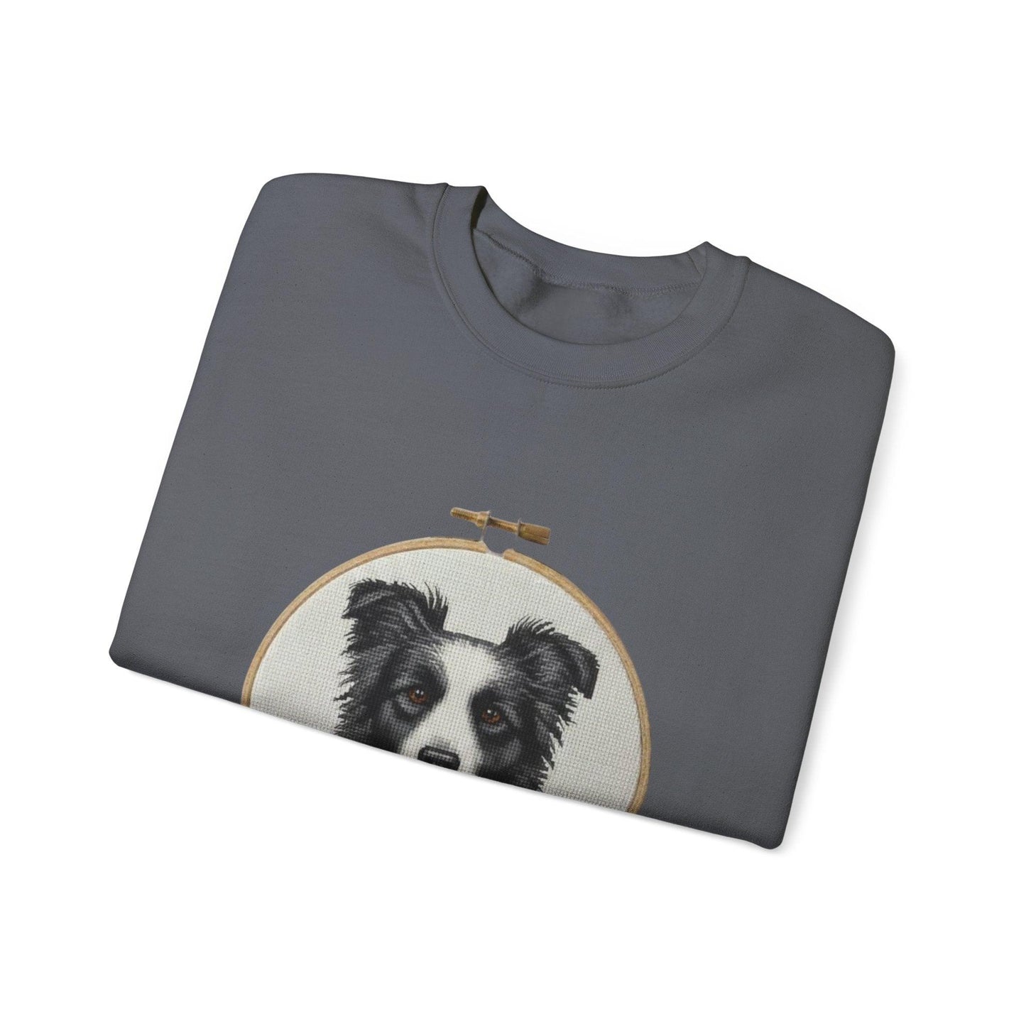Border Collie Portrait Crewneck Sweatshirt | Embroidery Hoop Dog Design