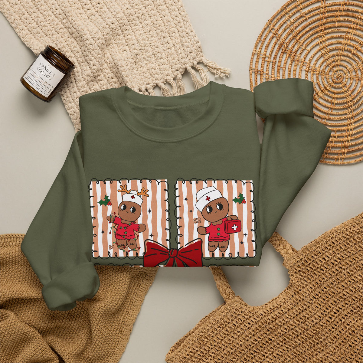 Gingerbread Christmas Sweatshirt, Cute Gingerbread Crewneck, Christmas Bow Sweatshirt, Gingerbread Man Shirt, Funny Holiday Sweater, Christmas Gift