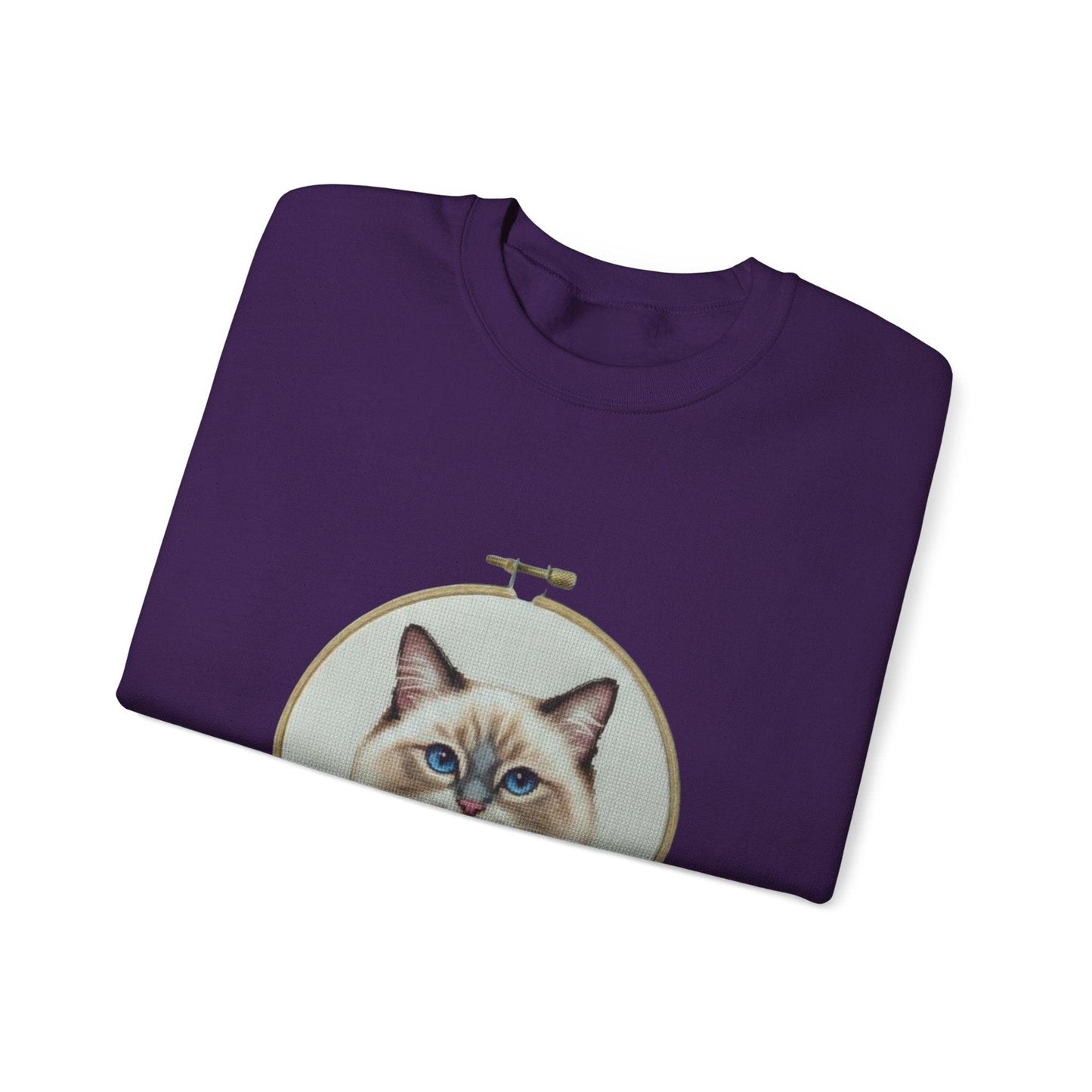 Ragdoll Cat Portrait Sweatshirt | Embroidery Hoop Floral Frame