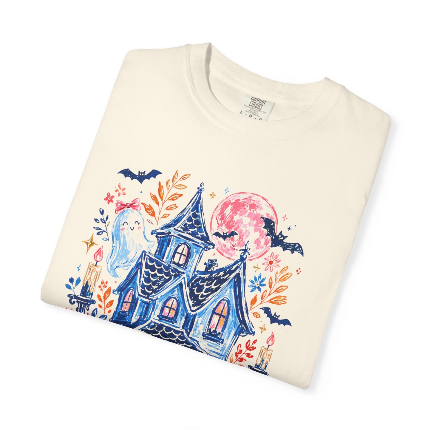 Spooky Haunted House Halloween T-Shirt | Ghosts, Pumpkins, Bats