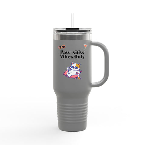 'Paw-sitive Vibes Only' Insulated Travel Mug, 40oz