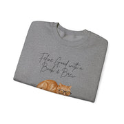 'Feline Good With A Book & Brew' Unisex Crewneck Sweatshirt
