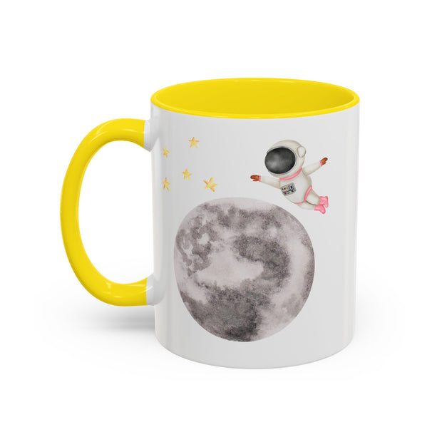 Astronaut Flying To The Moon Accent Coffee Mug