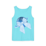 Blue Saturn Wrapped In Blue Bow Unisex Tank Top