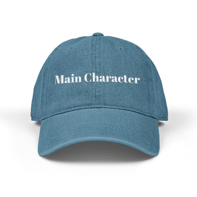 'Main Character' Denim Embroidered Cap